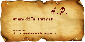 Arendás Patrik névjegykártya